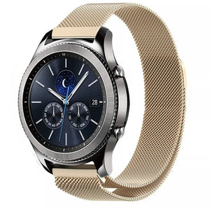 Milanese Strap, champagne, on a watch, 3/4 front view