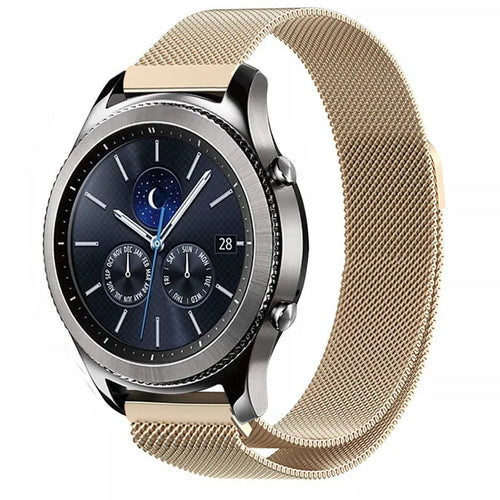 Milanese Strap, champagne, on a watch, 3/4 front view