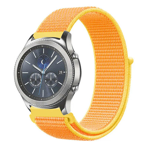 Nylon Strap, light yellow, on a watch, 3/4 front view