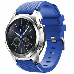 Twill Silicone Strap, blue, on a watch, 3/4 front view