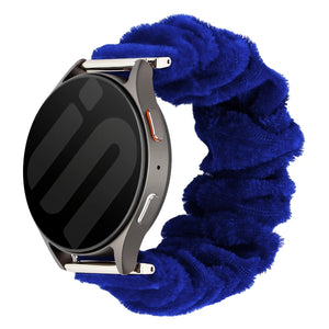 Nylon Scrunchie Strap, blue, on a watch, 3/4 front view