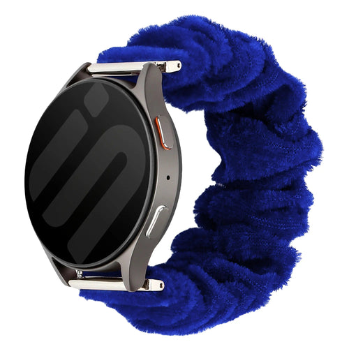 Nylon Scrunchie Strap, blue, on a watch, 3/4 front view