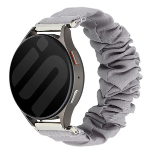 Nylon Scrunchie Strap, grey, on a watch, 3/4 front view