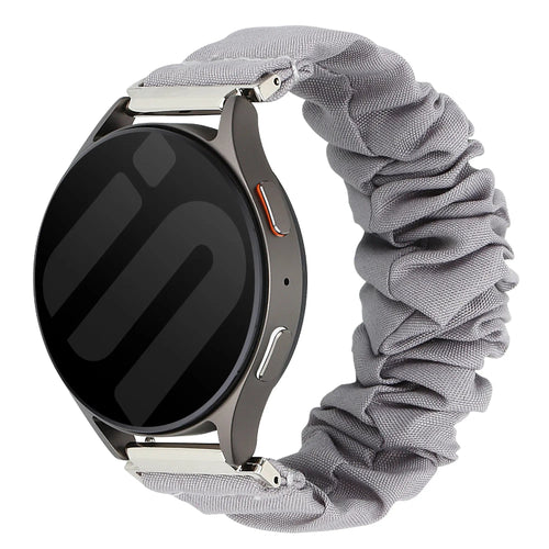 Nylon Scrunchie Strap, grey, on a watch, 3/4 front view