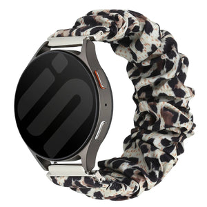 Nylon Scrunchie Strap, leopard, on a watch, 3/4 front view