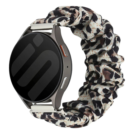 Nylon Scrunchie Strap, leopard, on a watch, 3/4 front view