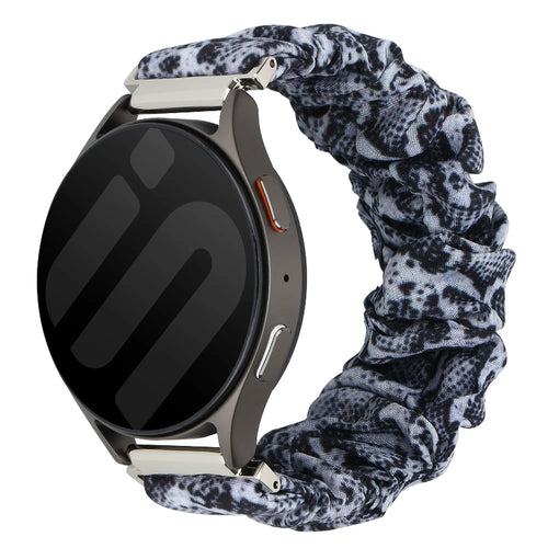 Nylon Scrunchie Strap, sneaky snake, on a watch, 3/4 front view