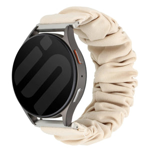 Nylon Scrunchie Strap, starlight, on a watch, 3/4 front view