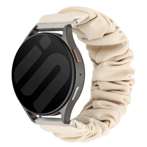 Nylon Scrunchie Strap, starlight, on a watch, 3/4 front view