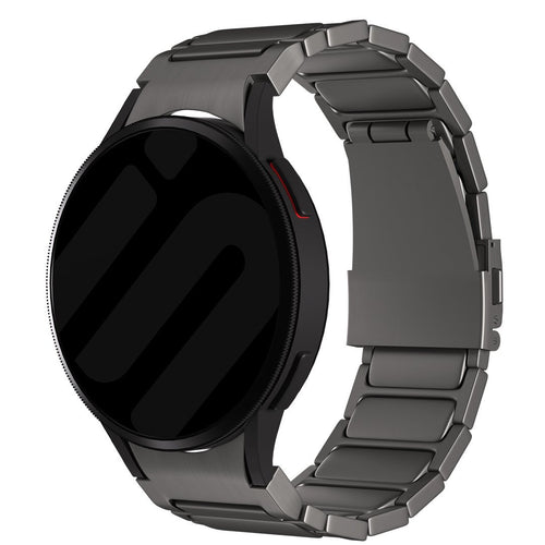 Titanium Strap 'One Push', graphite, on a watch, 3/4 front view