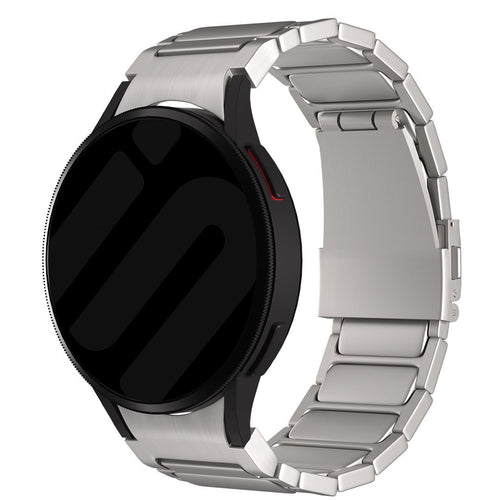 Titanium Strap 'One Push', on a watch, 3/4 front view