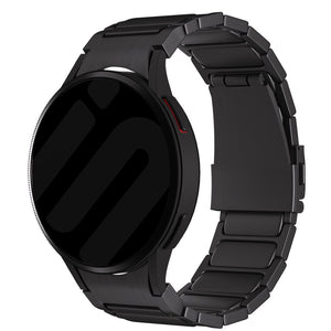 Titanium Strap 'One Push', black, on a watch, 3/4 front view