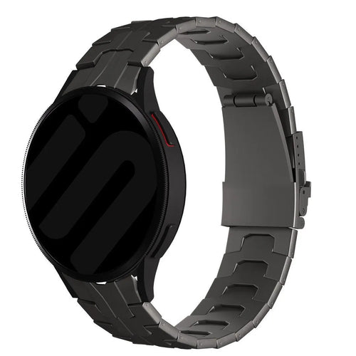 Titanium Strap 'Iron', graphite, on a watch, 3/4 front view