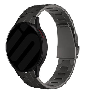 Titanium Strap 'Iron', graphite, on a watch, 3/4 front view