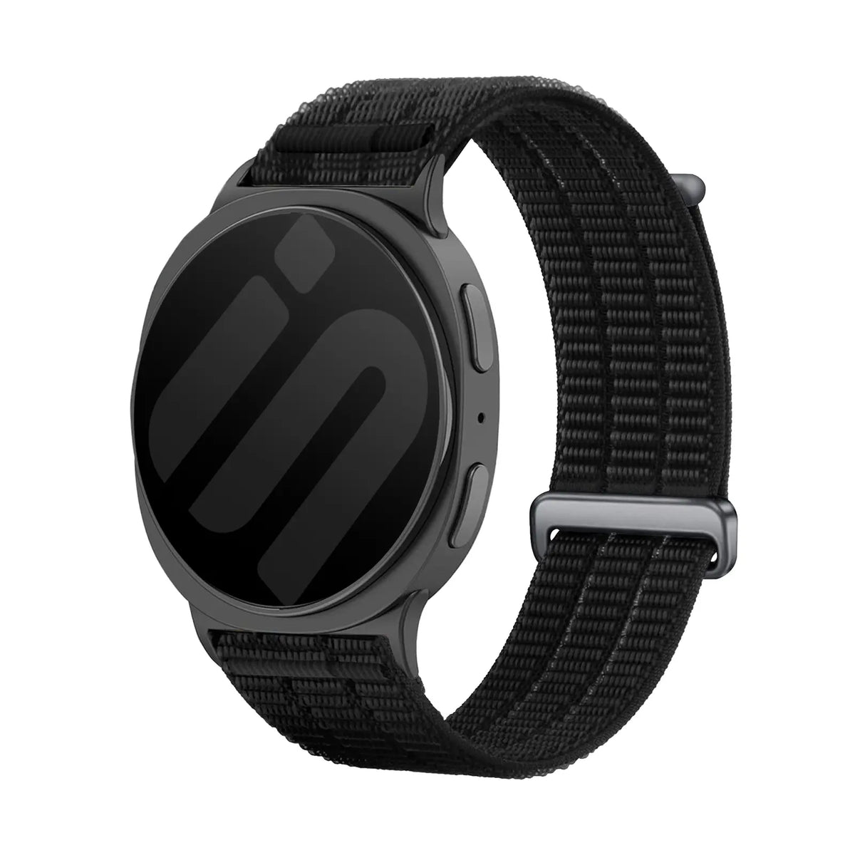 Nylon Air Strap, black, on a watch, 3/4 front view