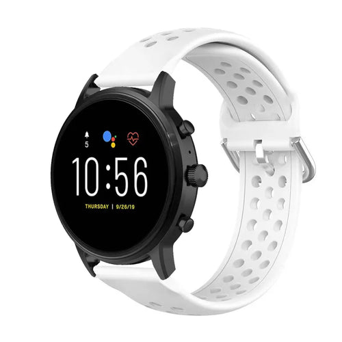 Fossil Gen 4 Explorist (HR) siliconen bandje met gaatjes (wit)