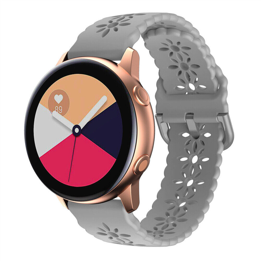 Patterned Silicone Strap, grey, on a watch, 3/4 front view
