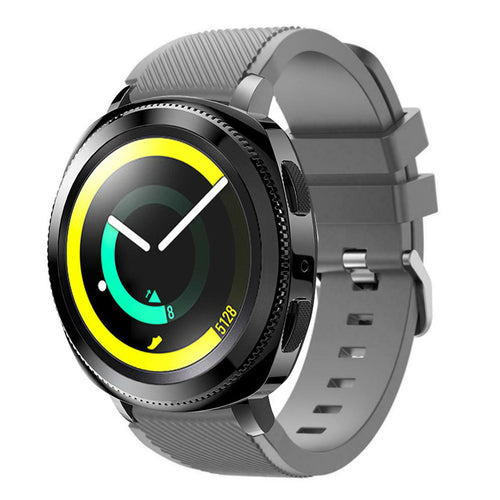 Twill Silicone Strap, grey, on a watch, 3/4 front view