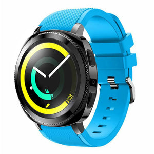 Twill Silicone Strap, light blue, on a watch, 3/4 front view