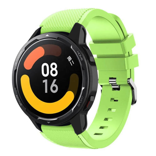 Twill Silicone Strap, light green, on a watch, 3/4 front view