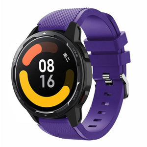 Twill Silicone Strap, purple, on a watch, 3/4 front view