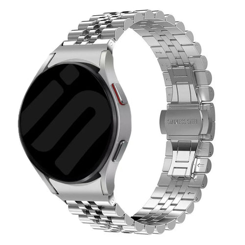 Jubilee Steel Strap, silver, on a watch, 3/4 front view