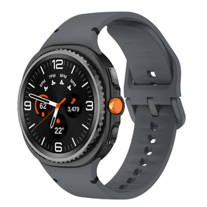 Silicone Strap, dark grey, on a watch, 3/4 front view