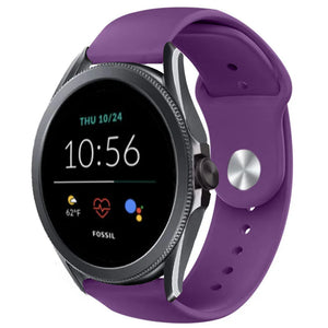 Silicone Sport Strap, purple, on a watch, 3/4 front view