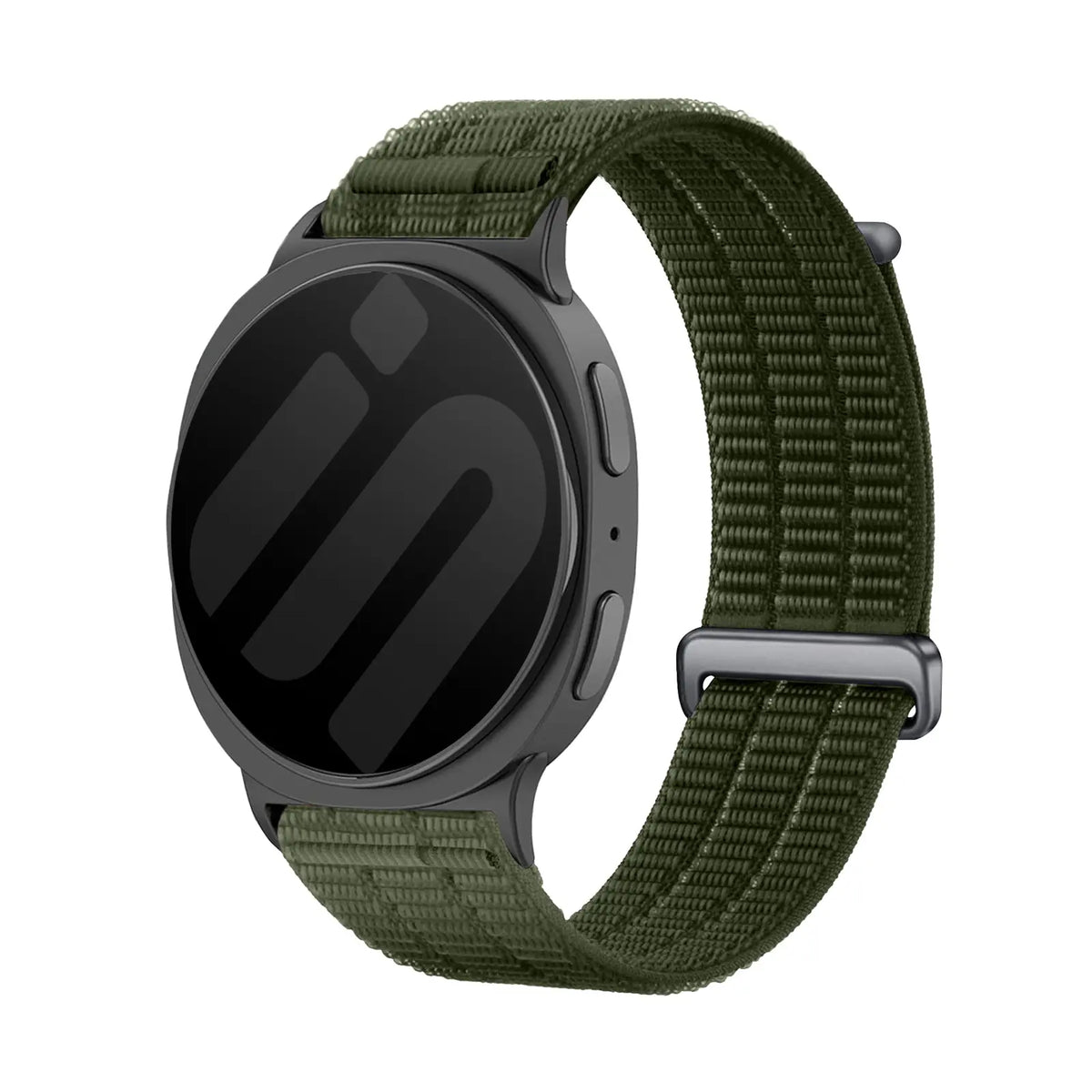 Nylon Air Strap, dark green, on a watch, 3/4 front view