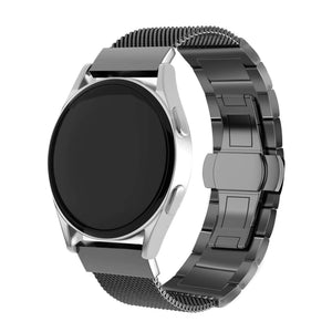Milanese Steel Strap, black, on a watch, 3/4 front view