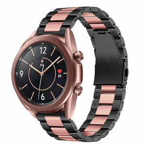 Steel Strap, black/pink, on a watch, 3/4 front view