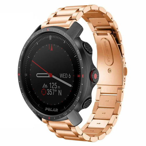 Steel Strap, rose gold, on a watch, 3/4 front view