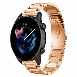 Steel Strap, rose gold, on a watch, 3/4 front view