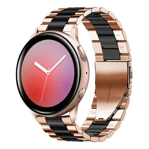 Steel Strap, rose gold/black, on a watch, 3/4 front view