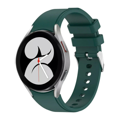 Silicone Strap 'Perfect Fit', dark green, on a watch, 3/4 front view