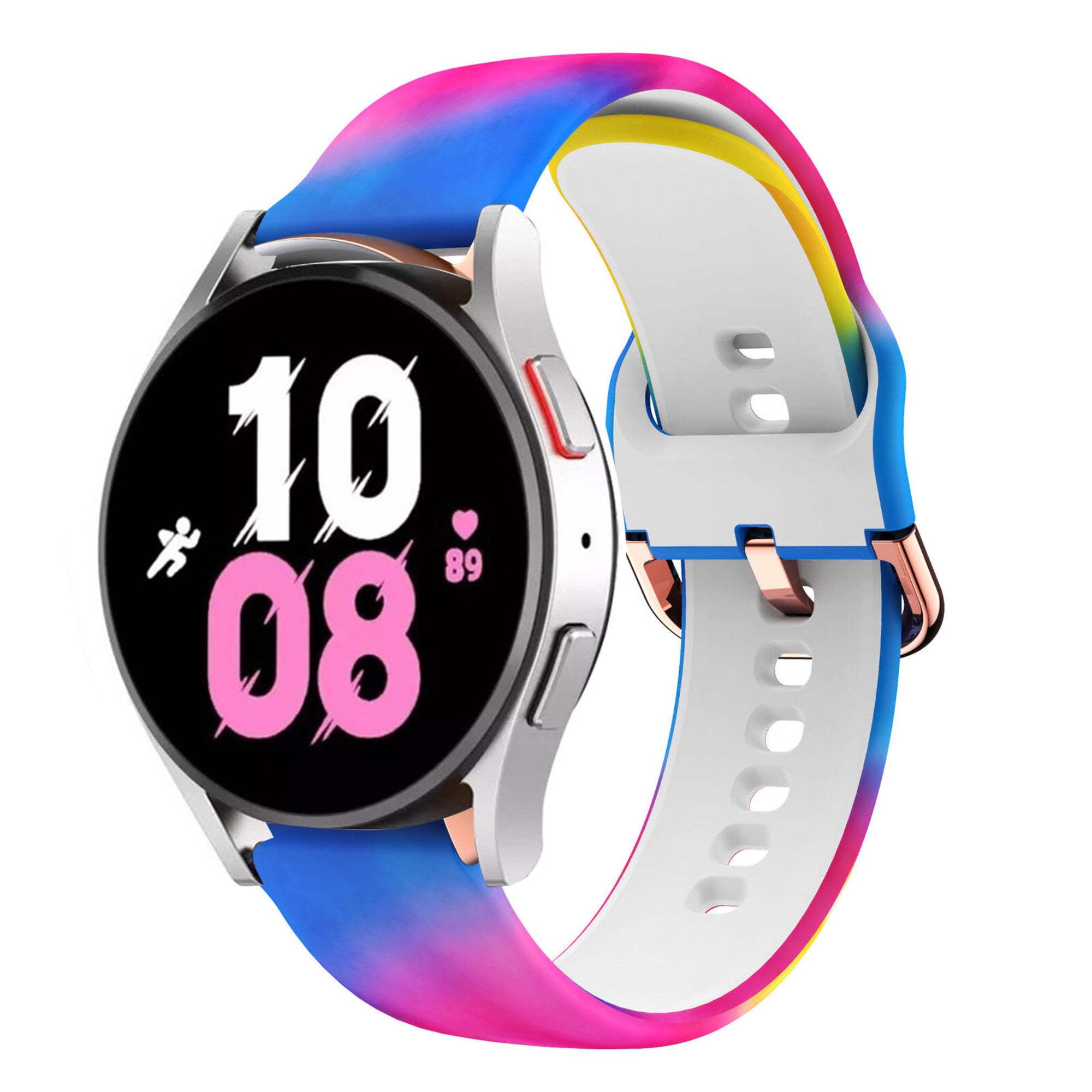 Print Silicone Strap, on a watch, 3/4 front view