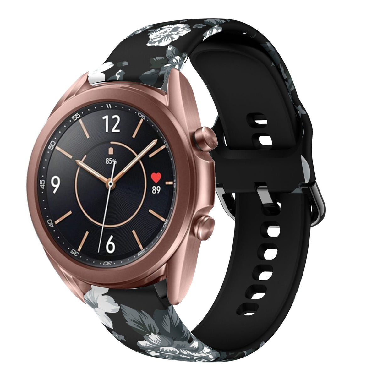 Print Silicone Strap, on a watch, 3/4 front view
