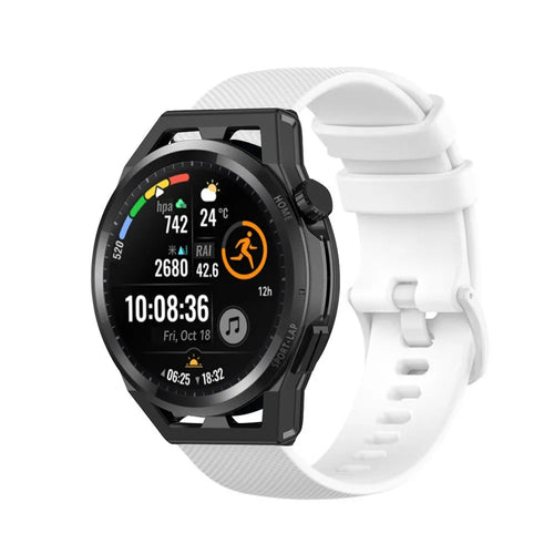 Premium Silicone Strap, white, on a watch, 3/4 front view