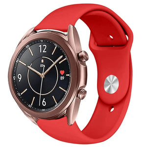 Silicone Sport Strap, red, on a watch, 3/4 front view