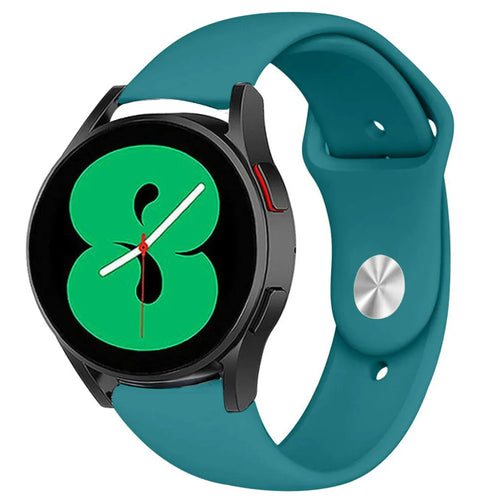 Silicone Sport Strap, green-blue, on a watch, 3/4 front view