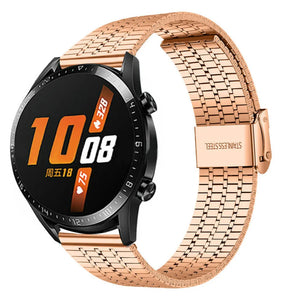 Fine Steel Strap, rose gold, on a watch, 3/4 front view