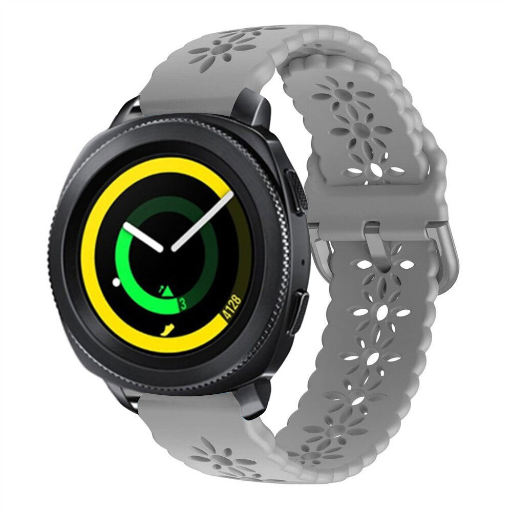Patterned Silicone Strap, grey, on a watch, 3/4 front view