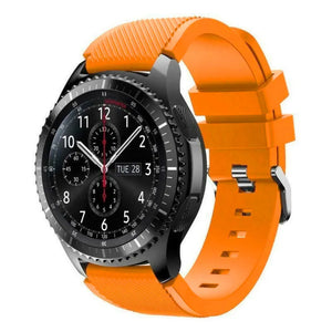 Twill Silicone Strap, orange, on a watch, 3/4 front view