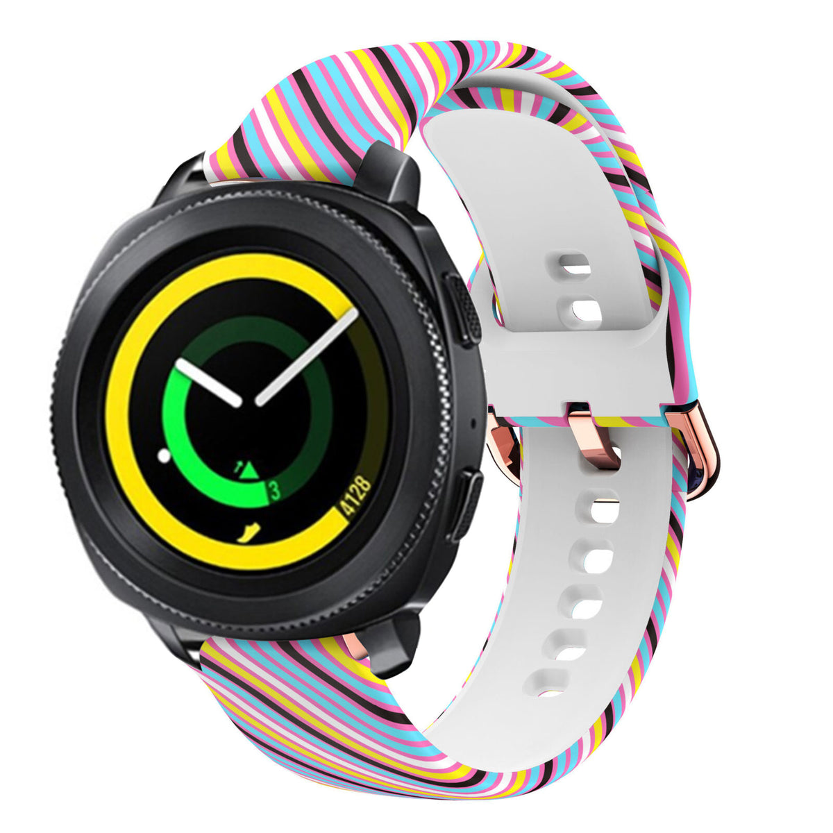 Print Silicone Strap, on a watch, 3/4 front view