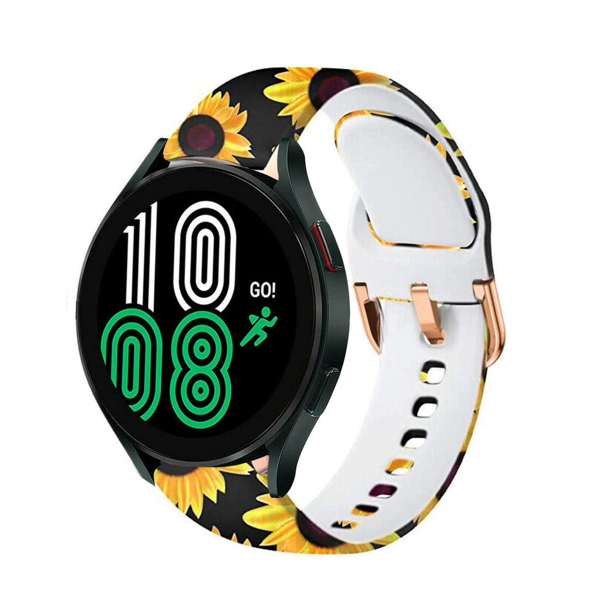 Print Silicone Strap, on a watch, 3/4 front view