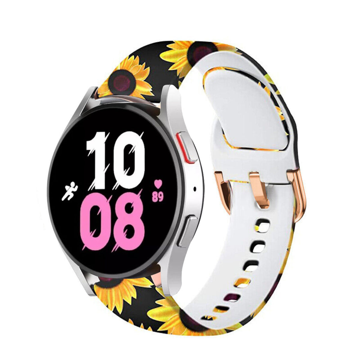 Print Silicone Strap, on a watch, 3/4 front view