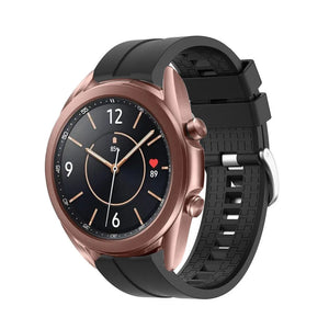 Silicone Strap 'Extreme', black, on a watch, 3/4 front view