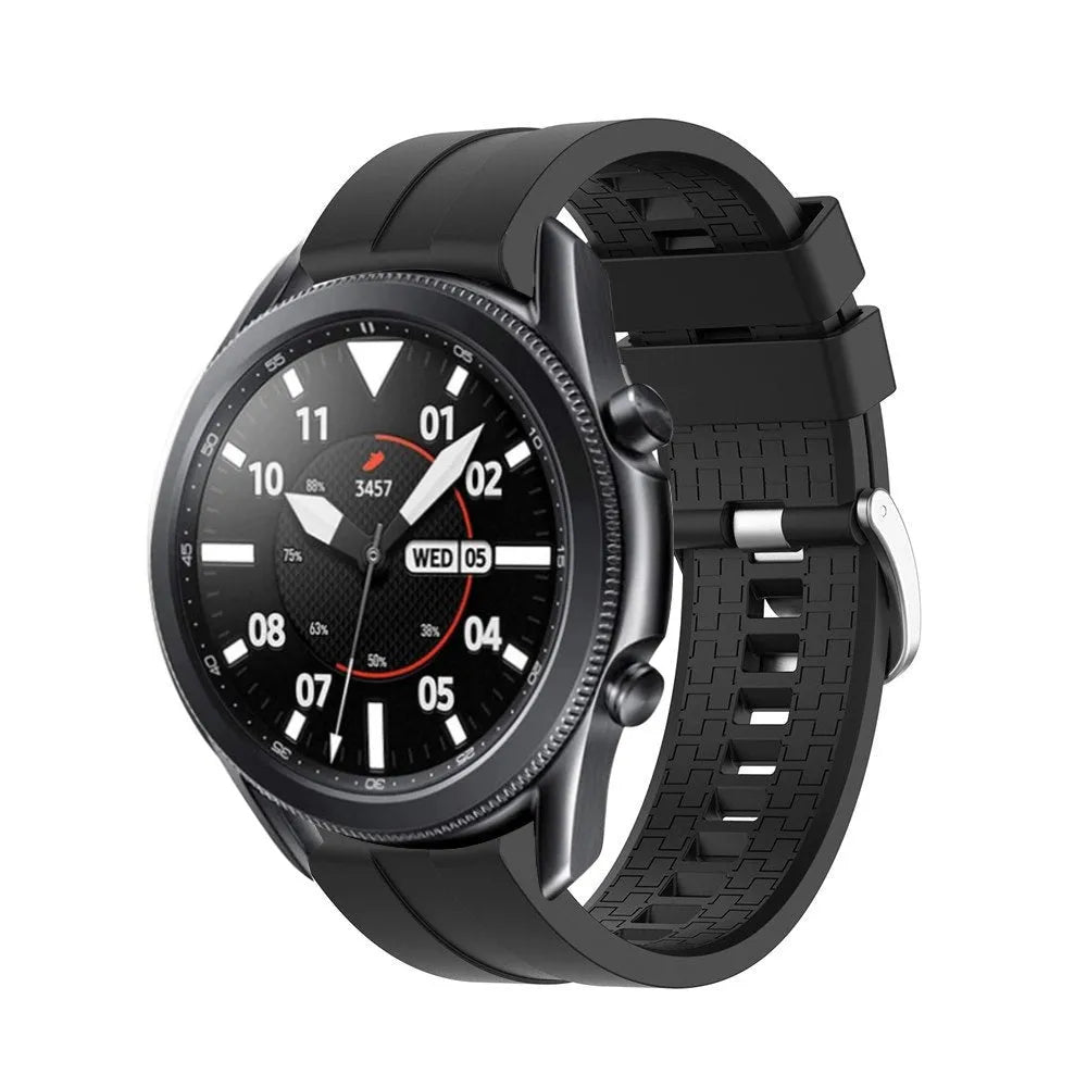 Silicone Strap 'Extreme', black, on a watch, 3/4 front view