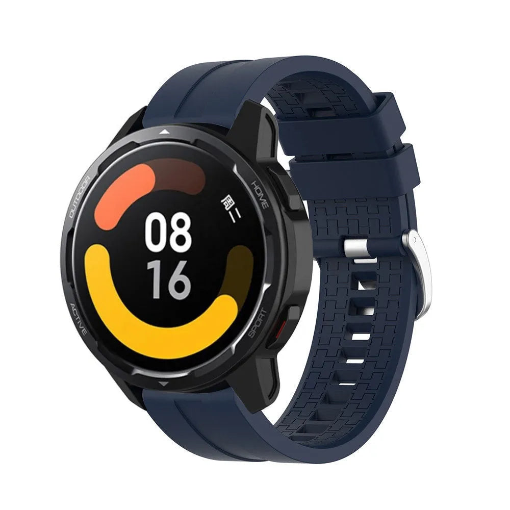 Silicone Strap 'Extreme', dark blue, on a watch, 3/4 front view