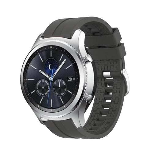 Silicone Strap 'Extreme', dark grey, on a watch, 3/4 front view